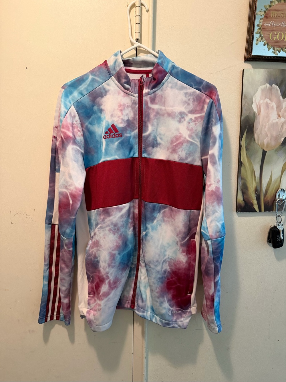 adidas Men’s Red & Multicolor Tie-Dye Performance Track Jacket